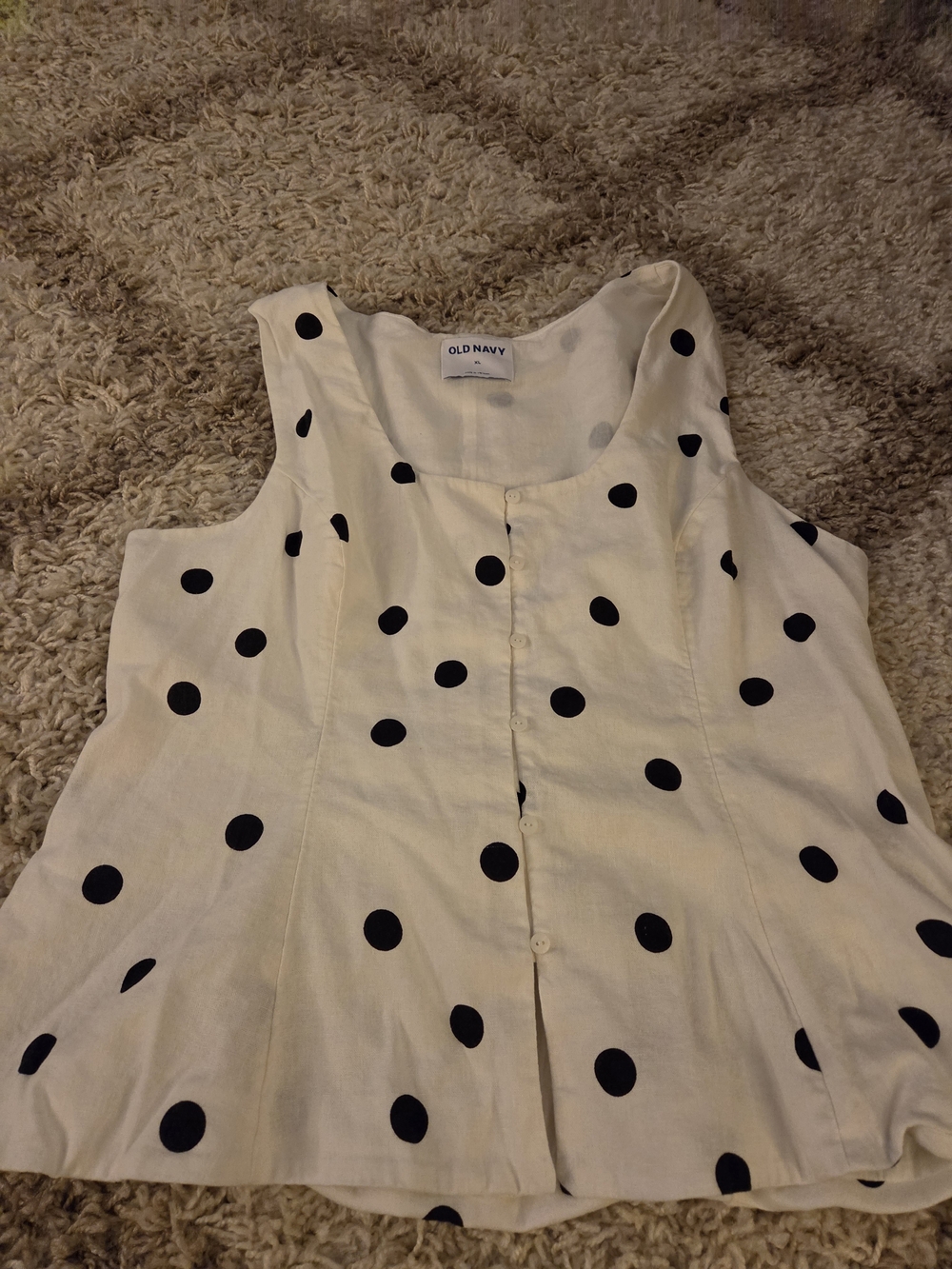 Old Navy White Polka Dot Sleeveless Button-Front Camisole